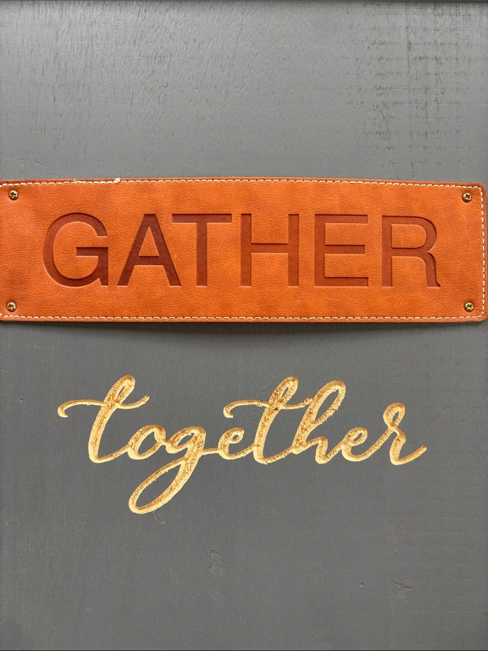 Gather Together Wall Art - Brown Leather Accent 19”x19”